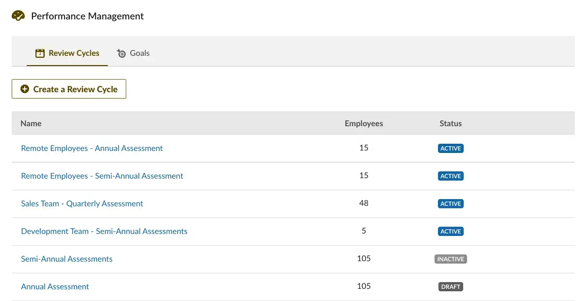 Herramienta de gestión del rendimiento de Bamboo HR