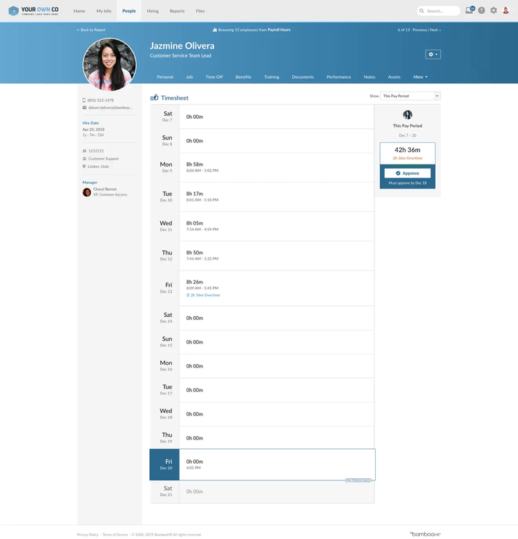 Employee Time Tracking Software | BambooHR