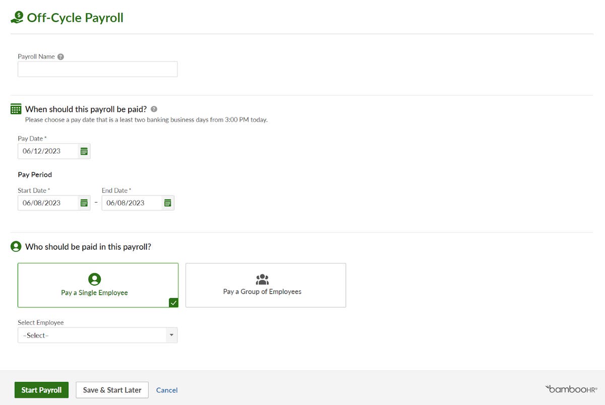 Create Off-Cycle Payrolls in BambooHR | Product Updates | BambooHR